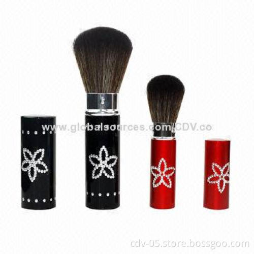 Makeup Retractable Brush, Made of Aluminum Ferrule/Handle, with Bling Bling Finish, Synthetic Hair